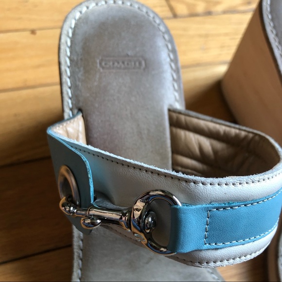 Coach powder blue buckle wedge - Picture 3 of 6